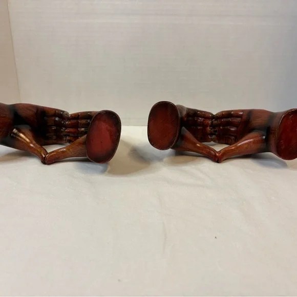 Wooden Hand Heart Sculptures - Pair in Deep Red - Picture 7 of 7